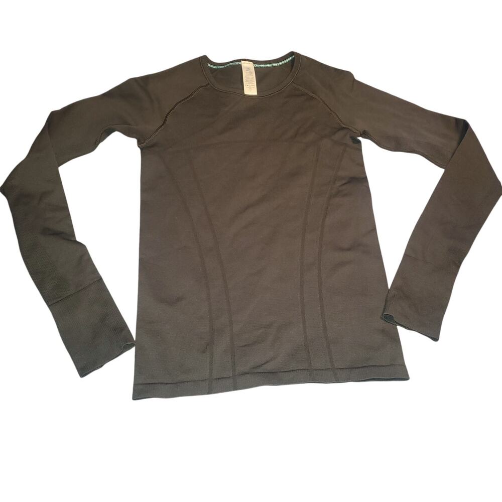 Ivivva by Lululemon Fly Swiftly Tech Long Sleeve Top Girls 10 Black Thumbholes